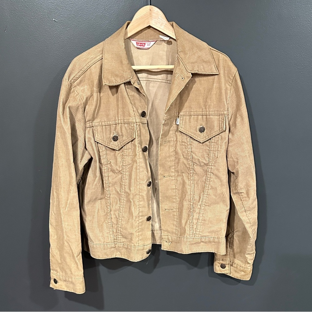 Vintage 1970s Levi's Corduroy Button Up Light Jacket / Shirt Made in USA Size 40